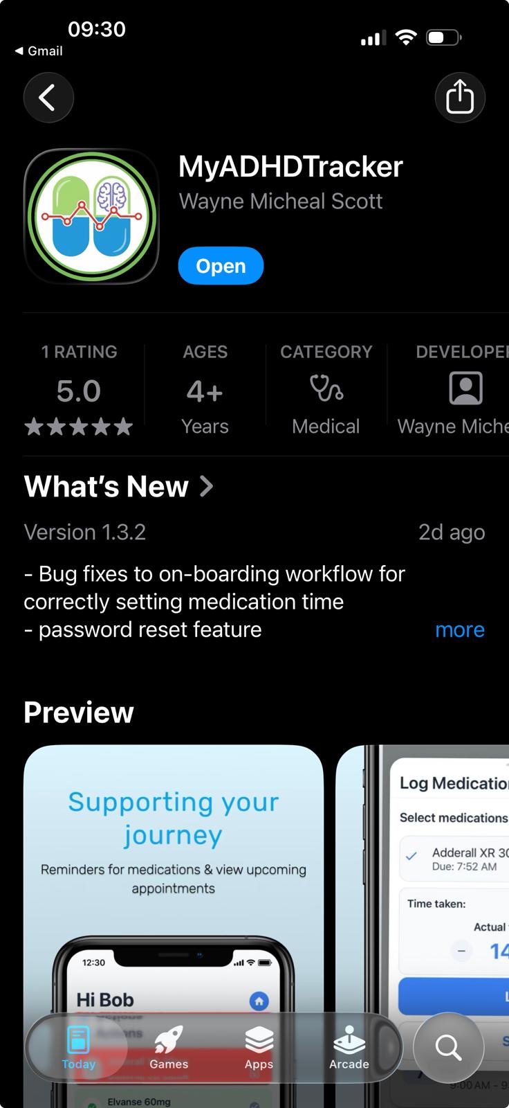 App Store listing