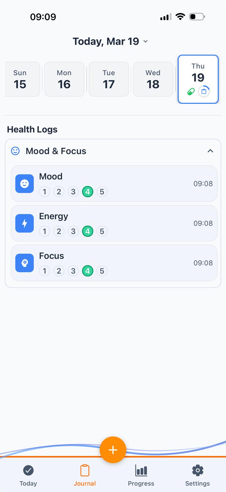 Health Logs Screen