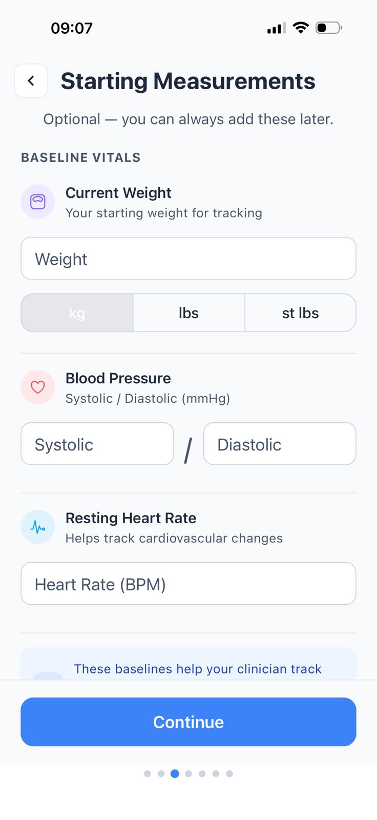 Measurements Screen