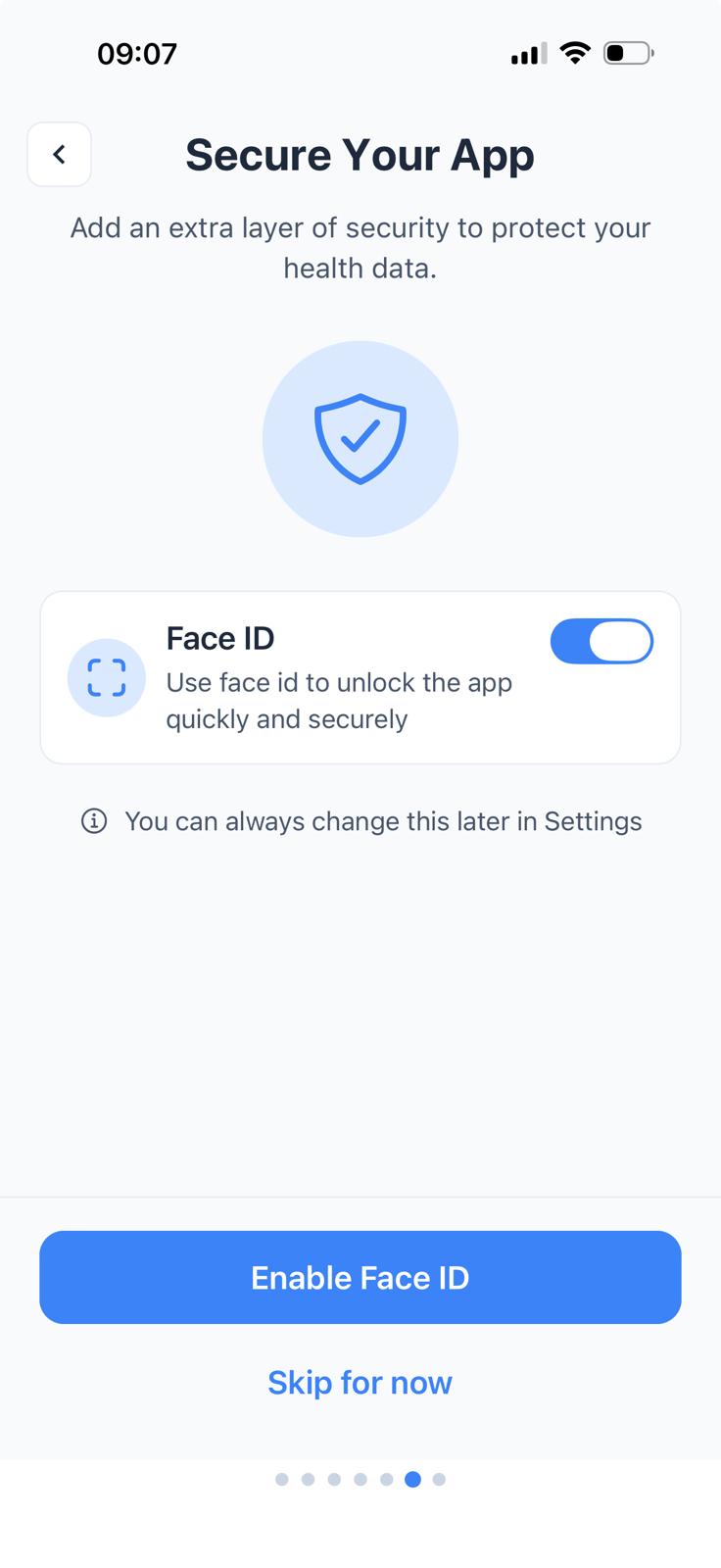 Security Setup Screen