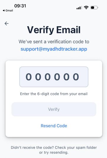 Enter verification code screen